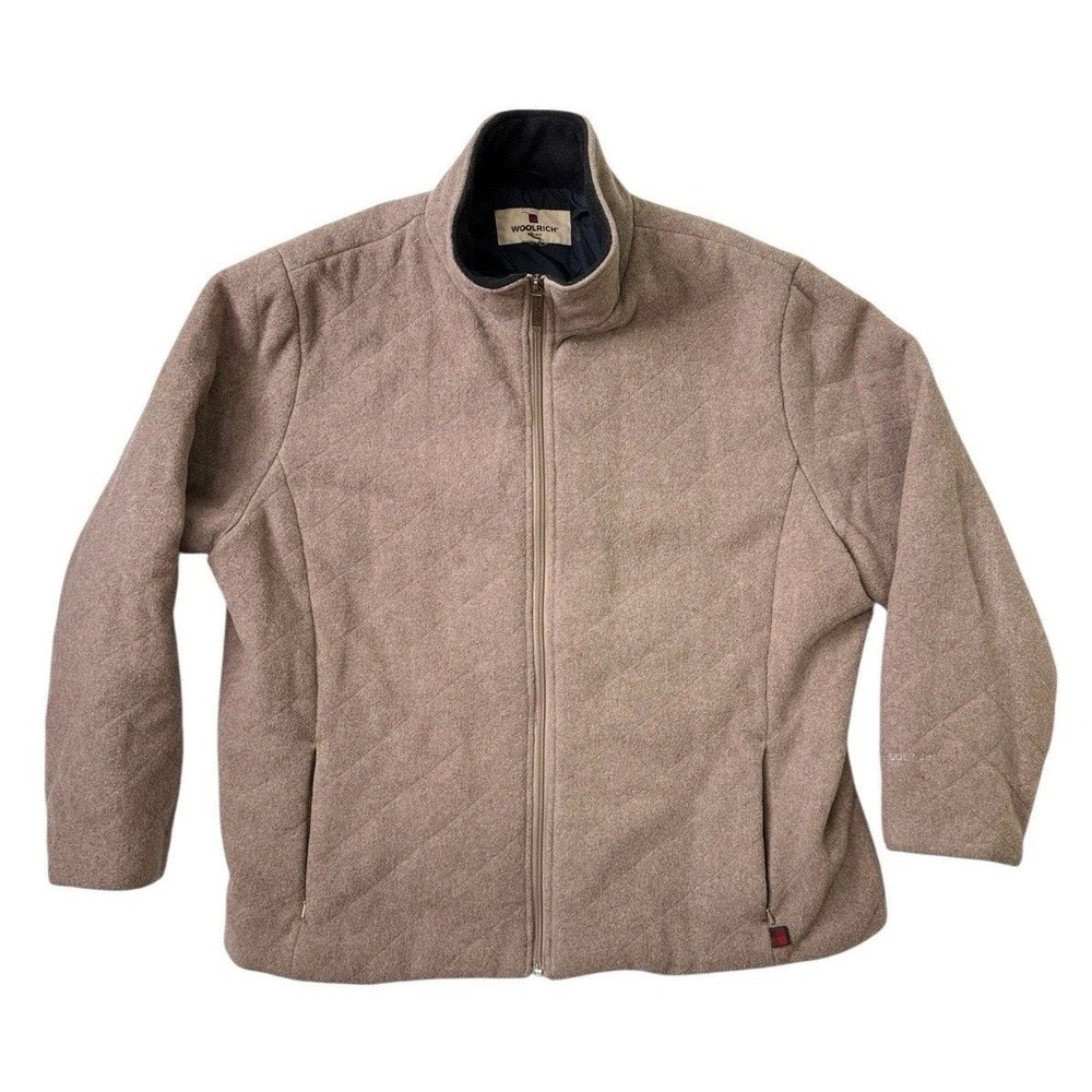 Woolrich Women 2XL Bomber Jacket Wool Quilted Insulated Hazelnut Full Zip Coat